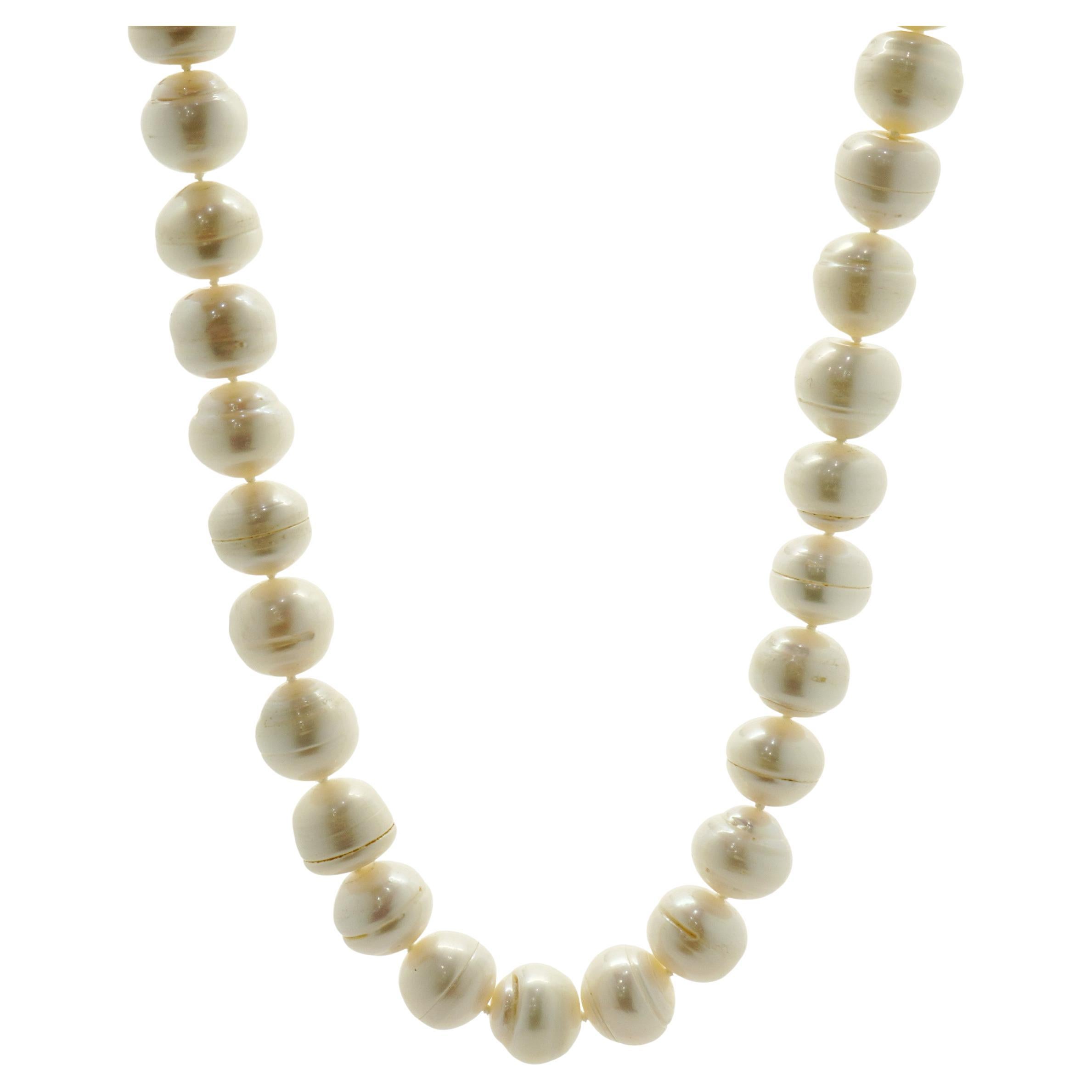 Freshwater Rose Baroque Pearl Necklace with Sterling Silver Gemstone clasp