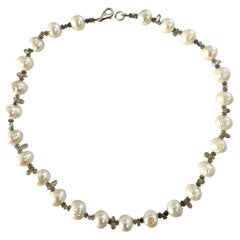 Freshwater White Pearl Labradorite Necklace