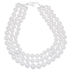 Freshwater White Pearls and 18k White Gold Necklace