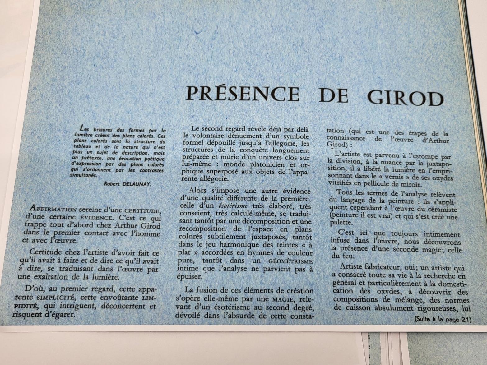 Fresque, Tableau de Arthur Girod en céramique bleue Française 1950 Vintage For Sale 4