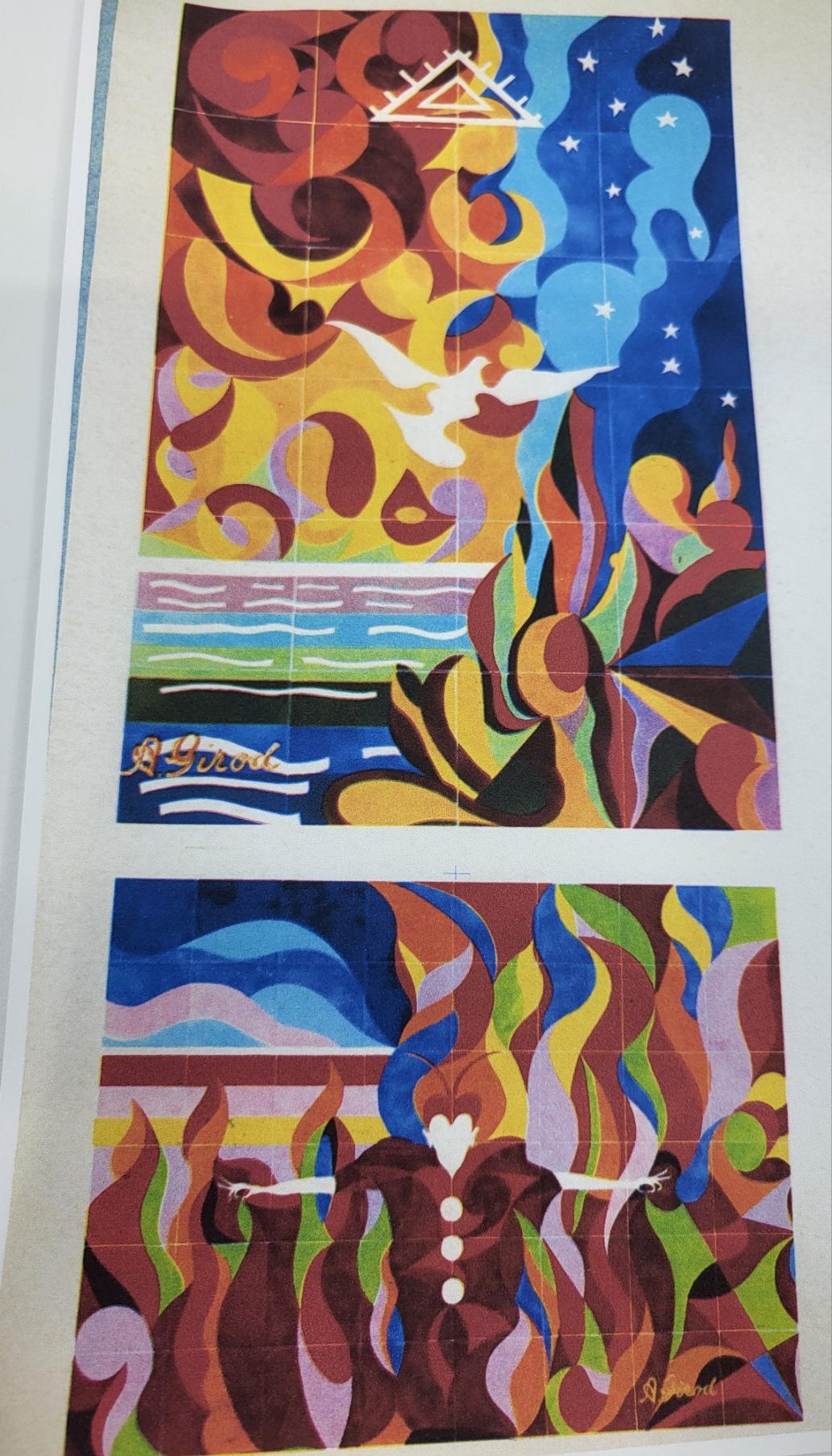 Fresque, Tableau de Arthur Girod en céramique bleue Française 1950 Vintage For Sale 6