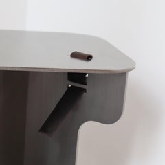 Taburete Fret Silla de acero inoxidable Silver Piel de vaca auténtica marrón negro