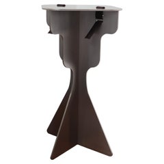 Fret Stool Stainless Steel Silver Chair Black-brown Genuine Cowhide Leather