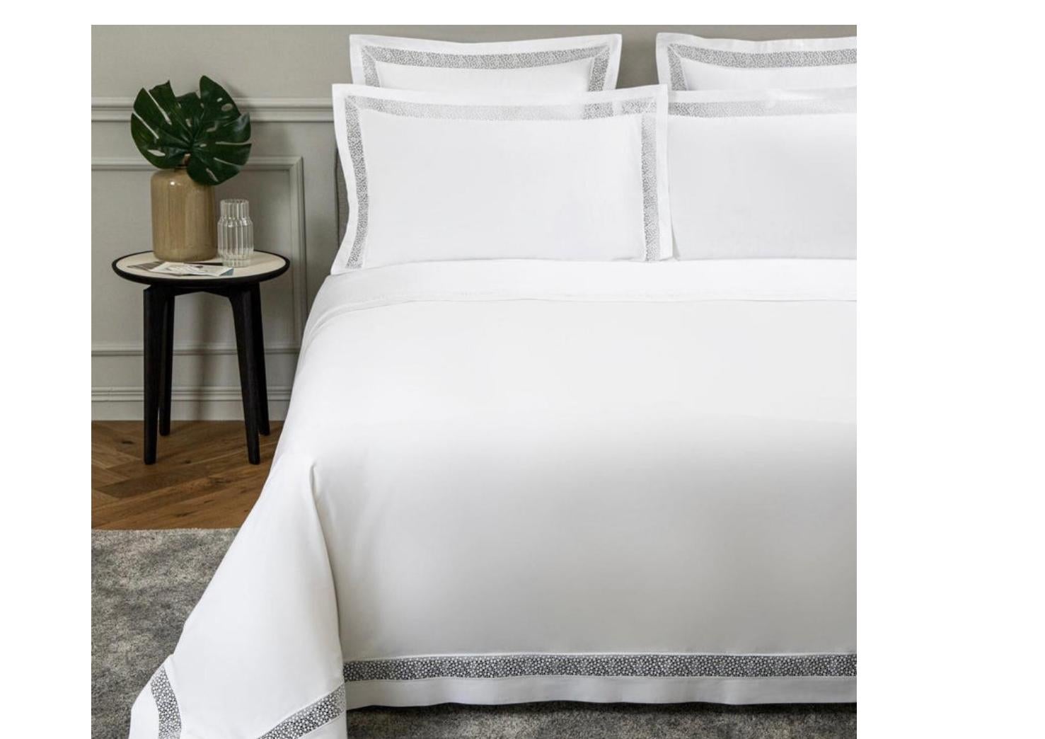 Cotton Frette Forever Lace Couture White Duvet Cover, Italy For Sale