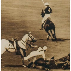 "Polo Mishap On The Field" B&W Framed c1940s Photo by Freudy