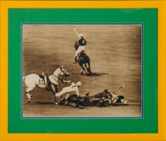 "Polo Mishap On The Field" B&W Framed c1940s Photo by Freudy