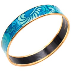 Frey Wille 24 Karat Gold-Plated Diva Blue Bordered Bangle