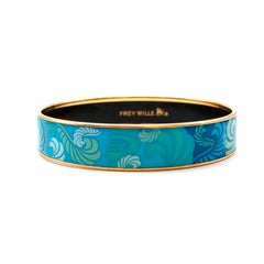 Frey Wille 24 Karat Gold-Plated Diva Blue Bordered Bangle