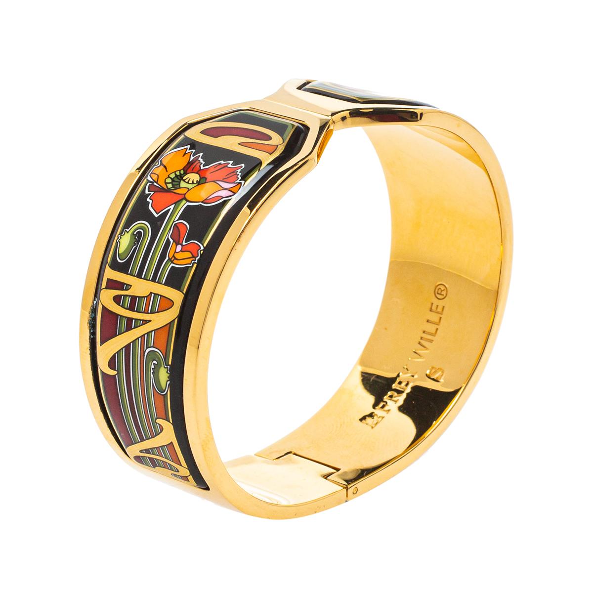 Contemporary Frey Wille Gold Plated Fire Enamel Hommage a Alphonse Mucha Contessa Bracelet S