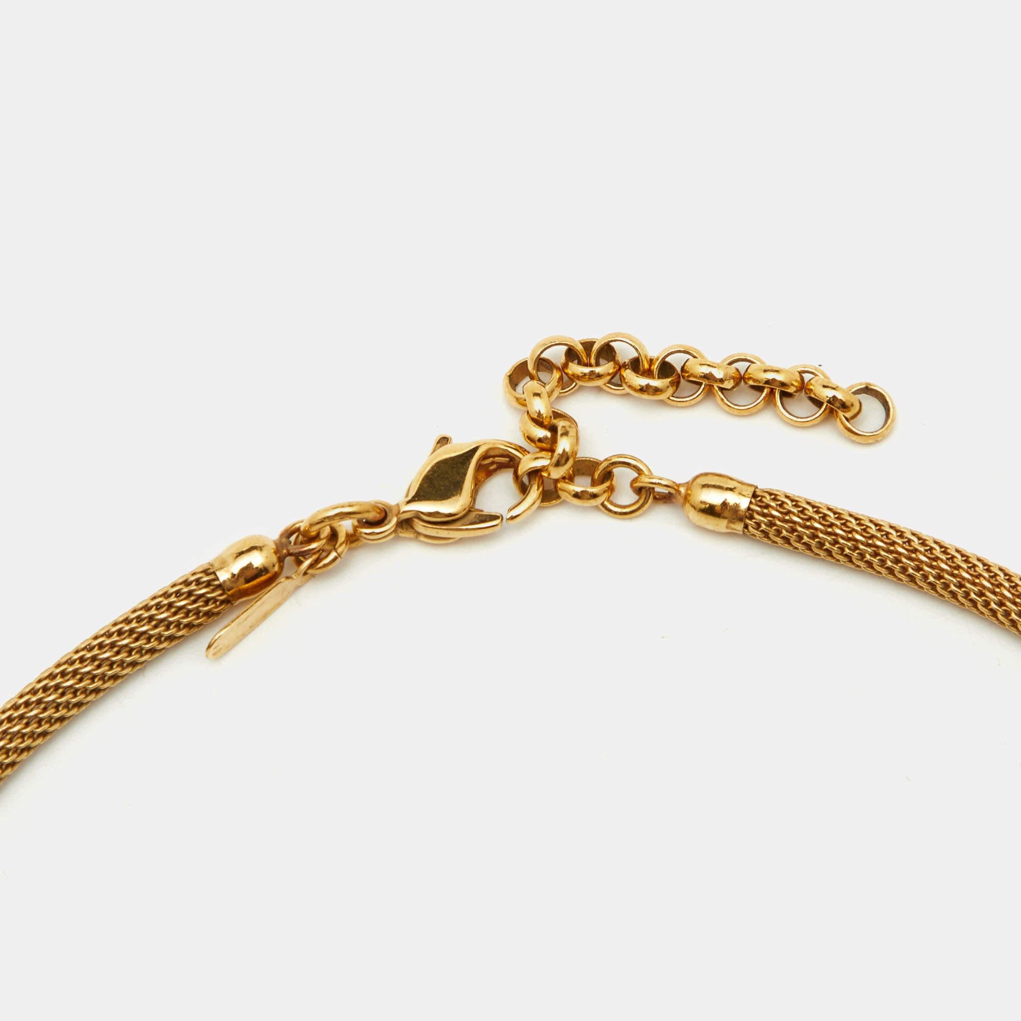 Frey Wille Golf Tone Fire Enamel & Black Fabric Interchangable Chain Pendant In Excellent Condition In Dubai, Al Qouz 2