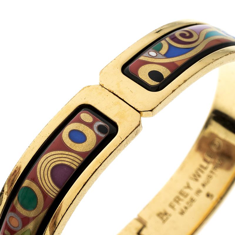Women's Frey Wille Hommage A’ Gustav Klimt Enamel Gold Plated Ballerina Clasp Bracelet S
