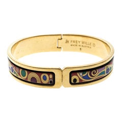 Frey Wille Hommage A’ Gustav Klimt Enamel Gold Plated Ballerina Clasp Bracelet S