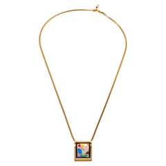 Frey Wille Ode to Joy of Life Fire Enamel Gold Plated Pendant Necklace