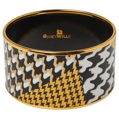 Frey Wille Pepita Rose Monochrome Fire Enamel Diva Bordered Bangle