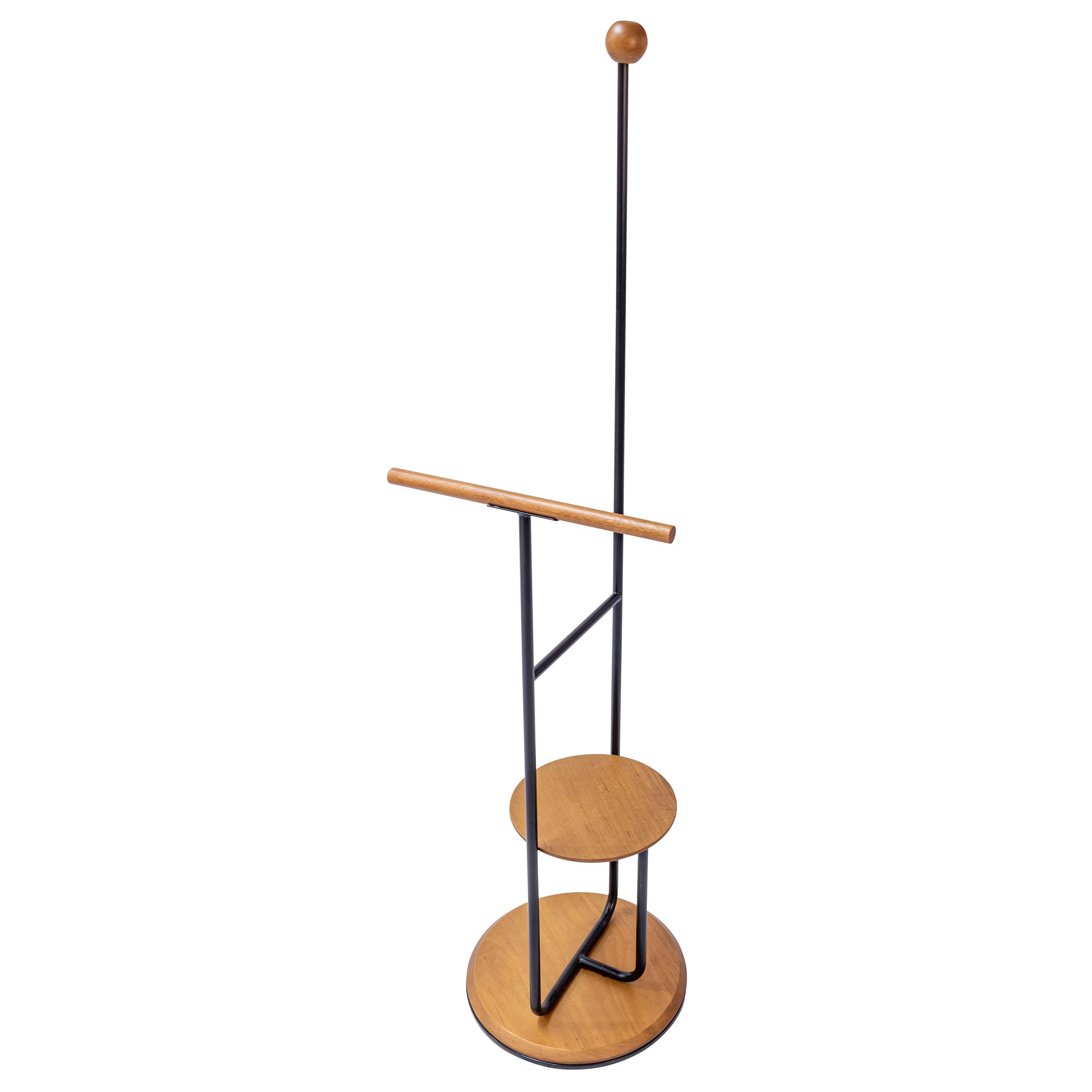 "Freyr" Coat Rack in Natural Wood and Carbon Steel