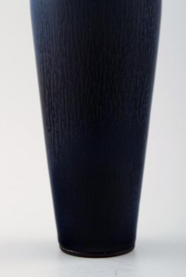 Swedish Berndt Friberg, Gustavsberg Studio. Ceramic vase with glaze in deep blue shades For Sale