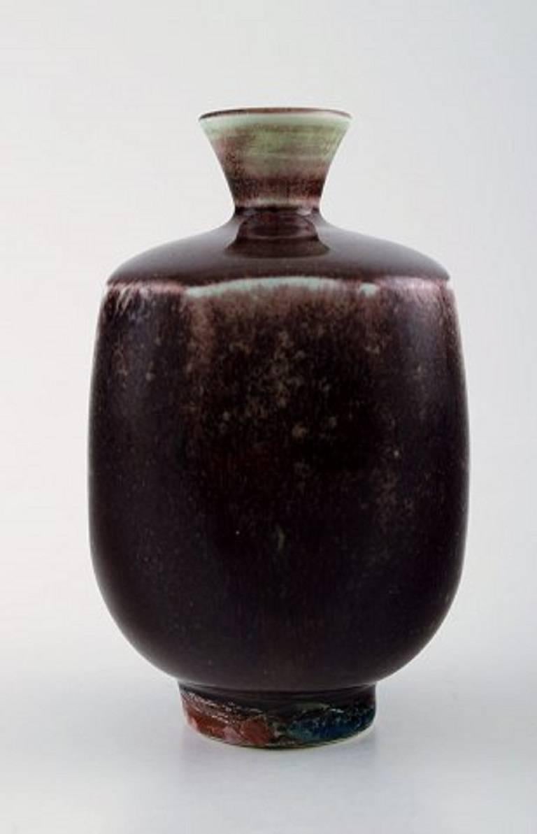 Scandinavian Modern Friberg Studio Hand Ceramic Vase, Unique, Aniara Glaze