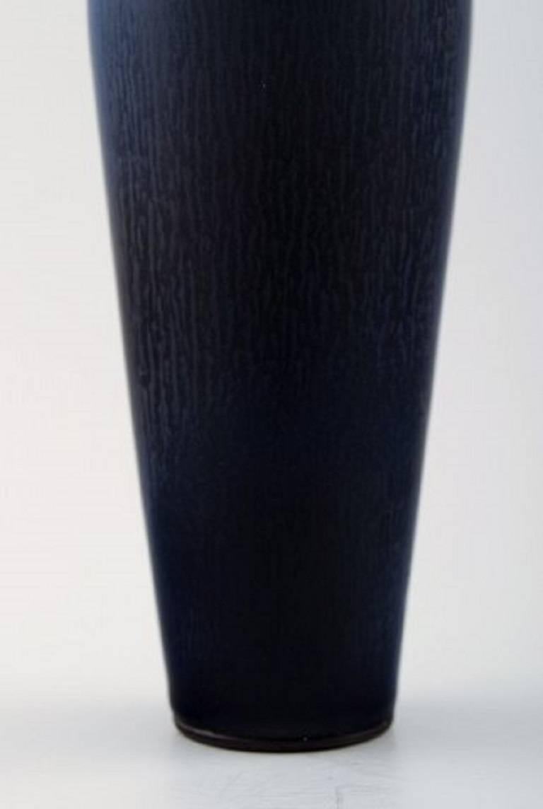 Swedish Friberg Studio Hand Ceramic Vase, Unique, Fantastic Glaze in Deep Blue Shades For Sale