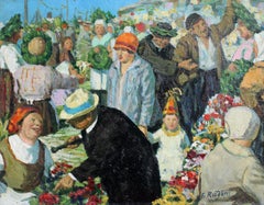 Midsummer's Eve market. 1932, canvas, oil, 40x42 cm