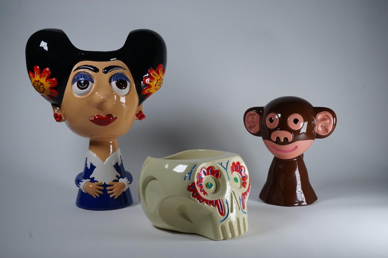 Enameled Frida Ceramic Sculpture by Massimo Giacon for Superego Editions, Italy For Sale