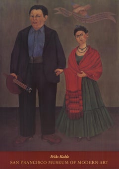 Vintage 1991 After Frida Kahlo 'Frieda and Diego Rivera' Modernism USA Offset Lithograph