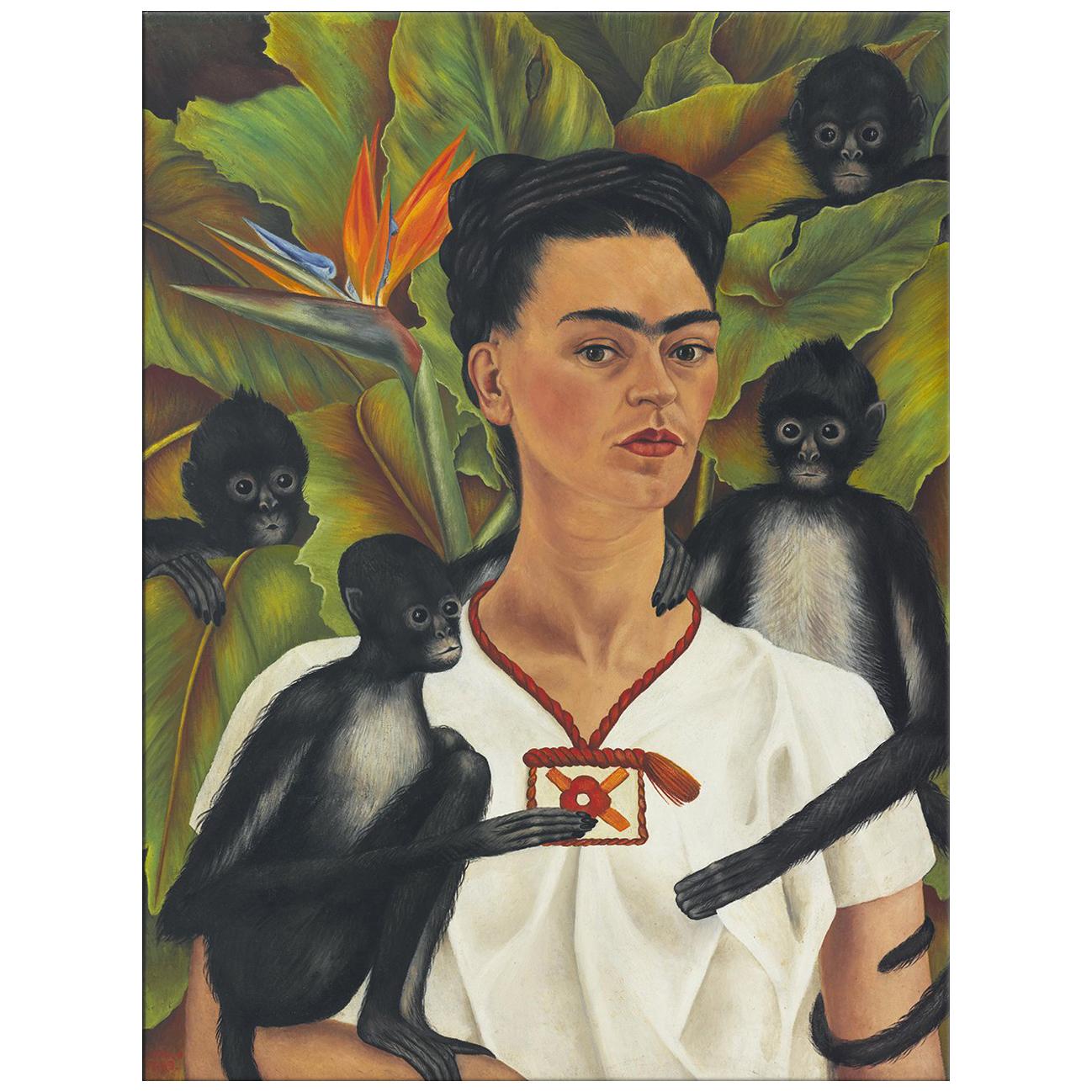 Frida Kahlo Self-Portrait, after Oil Painting by Expressionist Artist For Sale