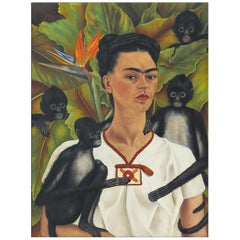 Frida Kahlo Self-Portrait, after Oil Painting by Expressionist Artist