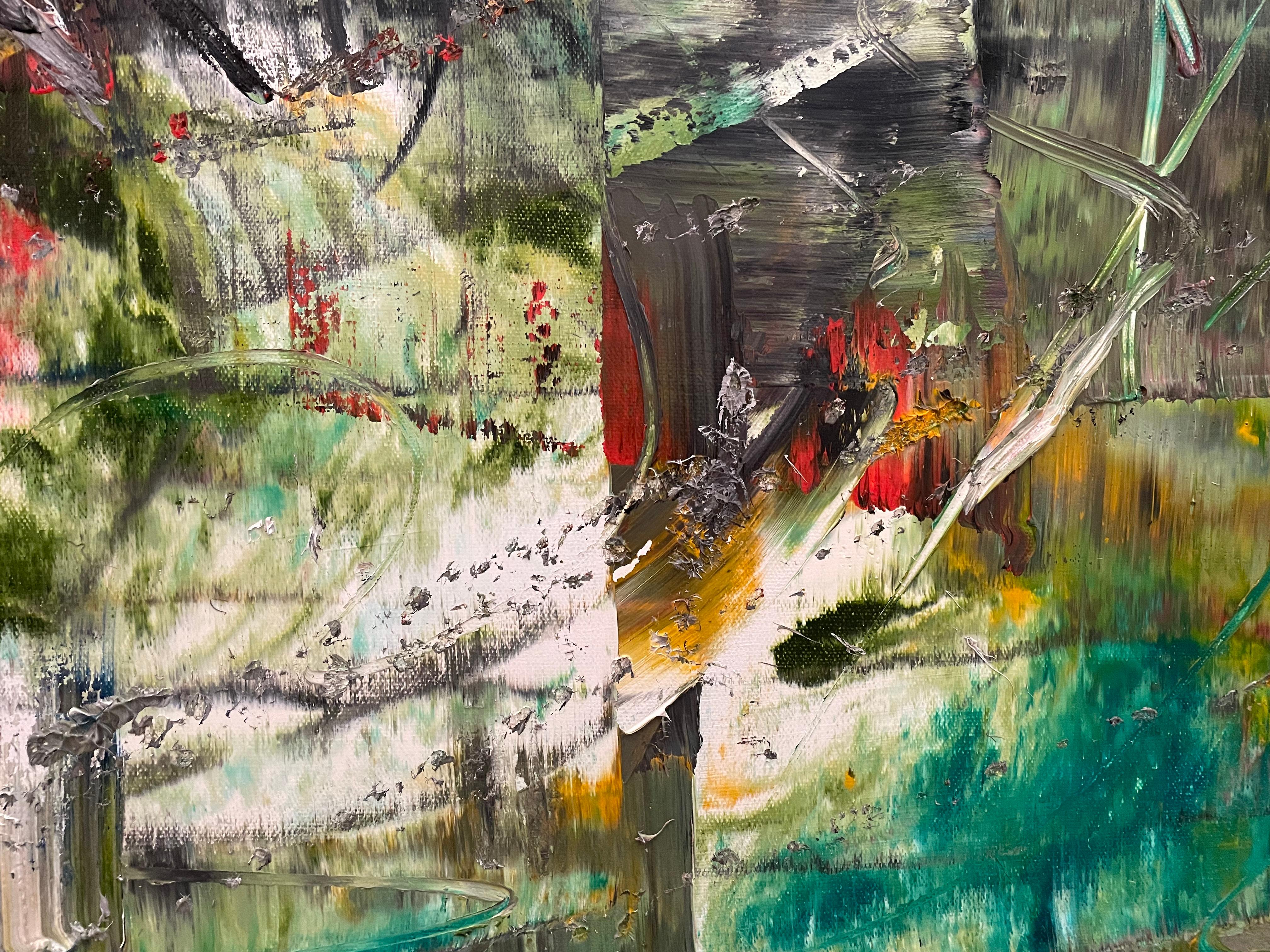'Chroma Dreams' di Frida Willis - Espressionismo astratto in verde, bianco e rosso in vendita 5