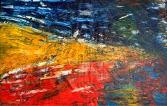 "Fuego frío" Pintura abstracta contemporánea grande y colorida de Frida