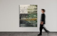 "Currents" - Contemporary Textured Abstract Artwork - Black, Green, and Orange