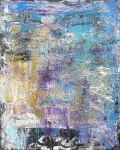 "Euphoria", 60x48 in, Textured Abstract Artwork, Blue, Purple, Gold, Signed