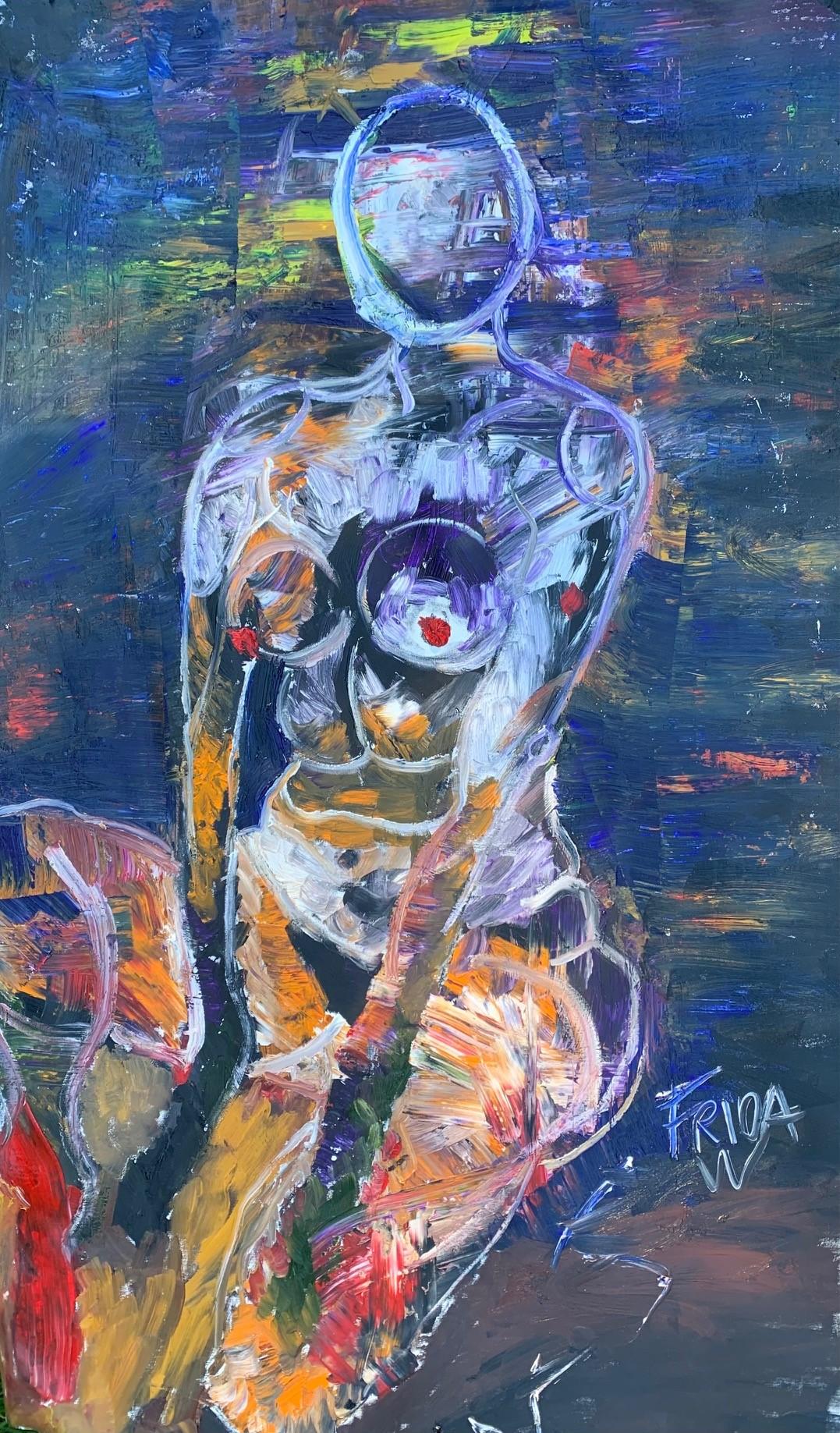 Abstract Painting Frida Willis - Art figuratif - « Femme nue » - Peinture contemporaine - Huile sur toile