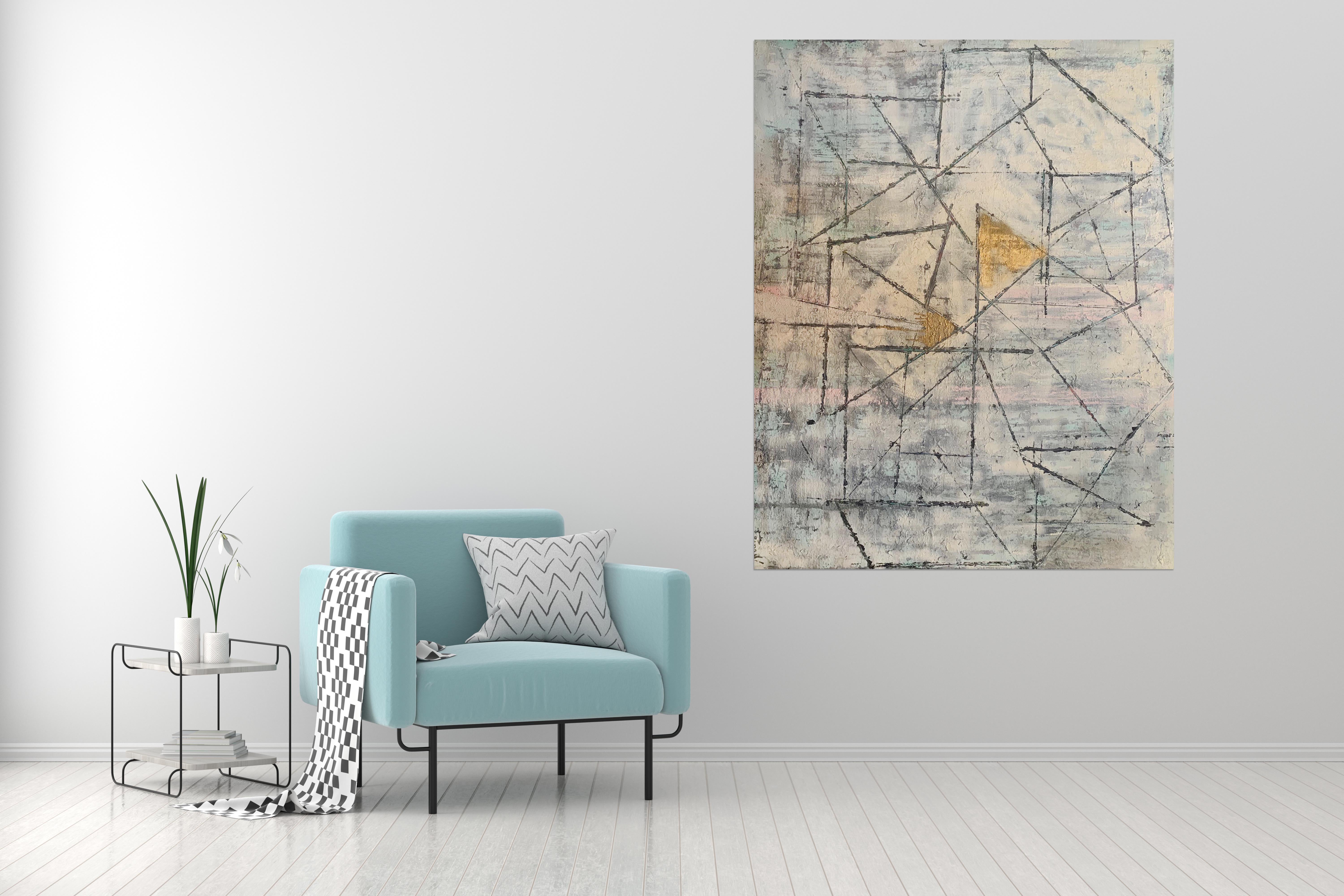 ‘Untitled’ Geometric, Abstract Art Mixed Media Contemporary Painting By Frida For Sale 4