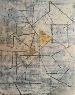 Peinture contemporaine sans titre géométrique, art abstrait technique mixte de Frida