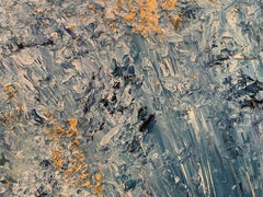 'Gold Rush'  Large Contemporary Abstract Blue/Gold/Water Oil On Canvas Frida W