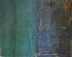 'Green With Dark Blue’ Contemporary Abstract Painting By Frida