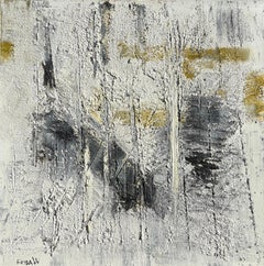 "Light" by Frida Willis - Heavy Textured White, Gold, and Black Abstract