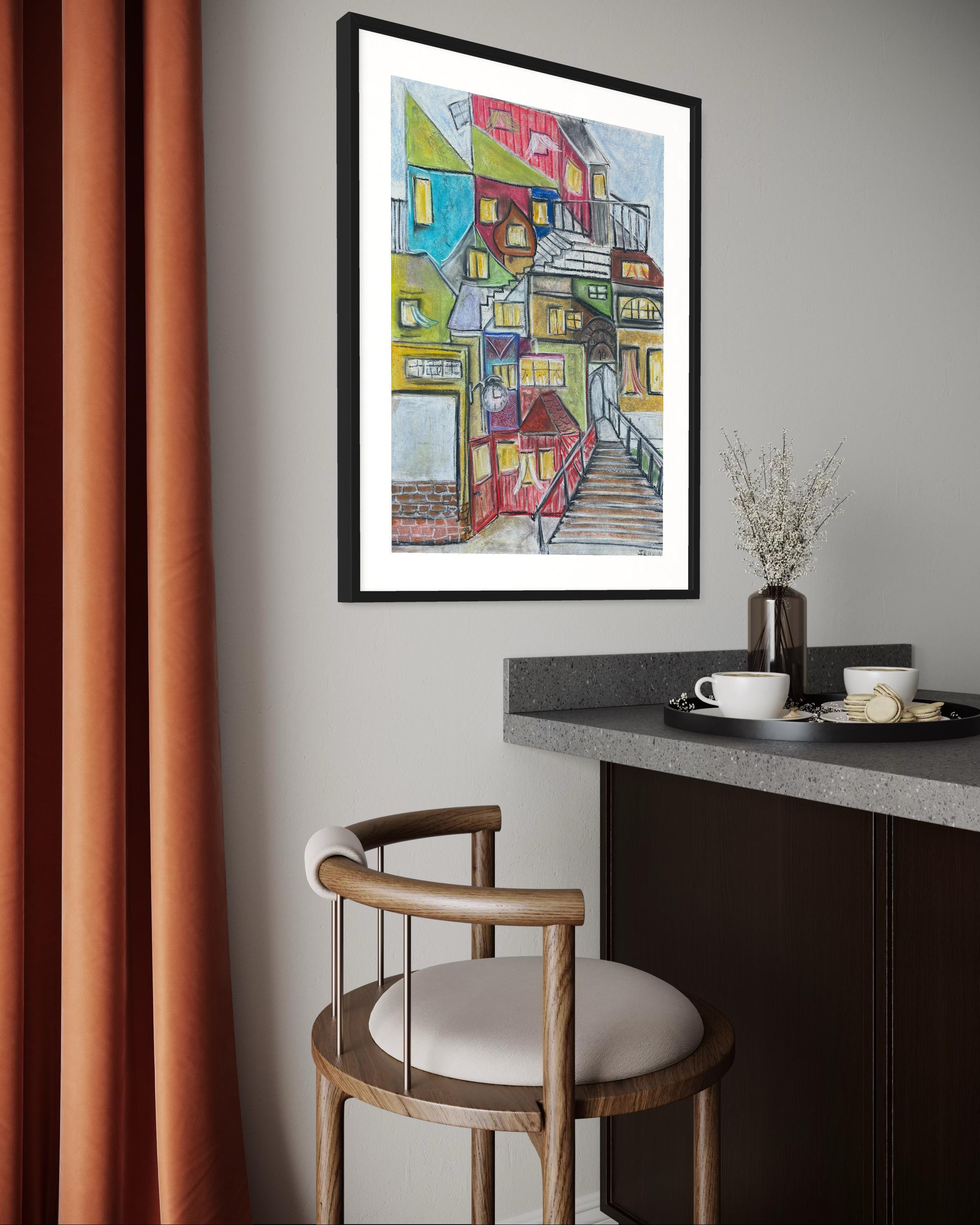 « Maisonettes » de Frida Willis - Bright City Apartments - Paysage urbain constructiviste en vente 8