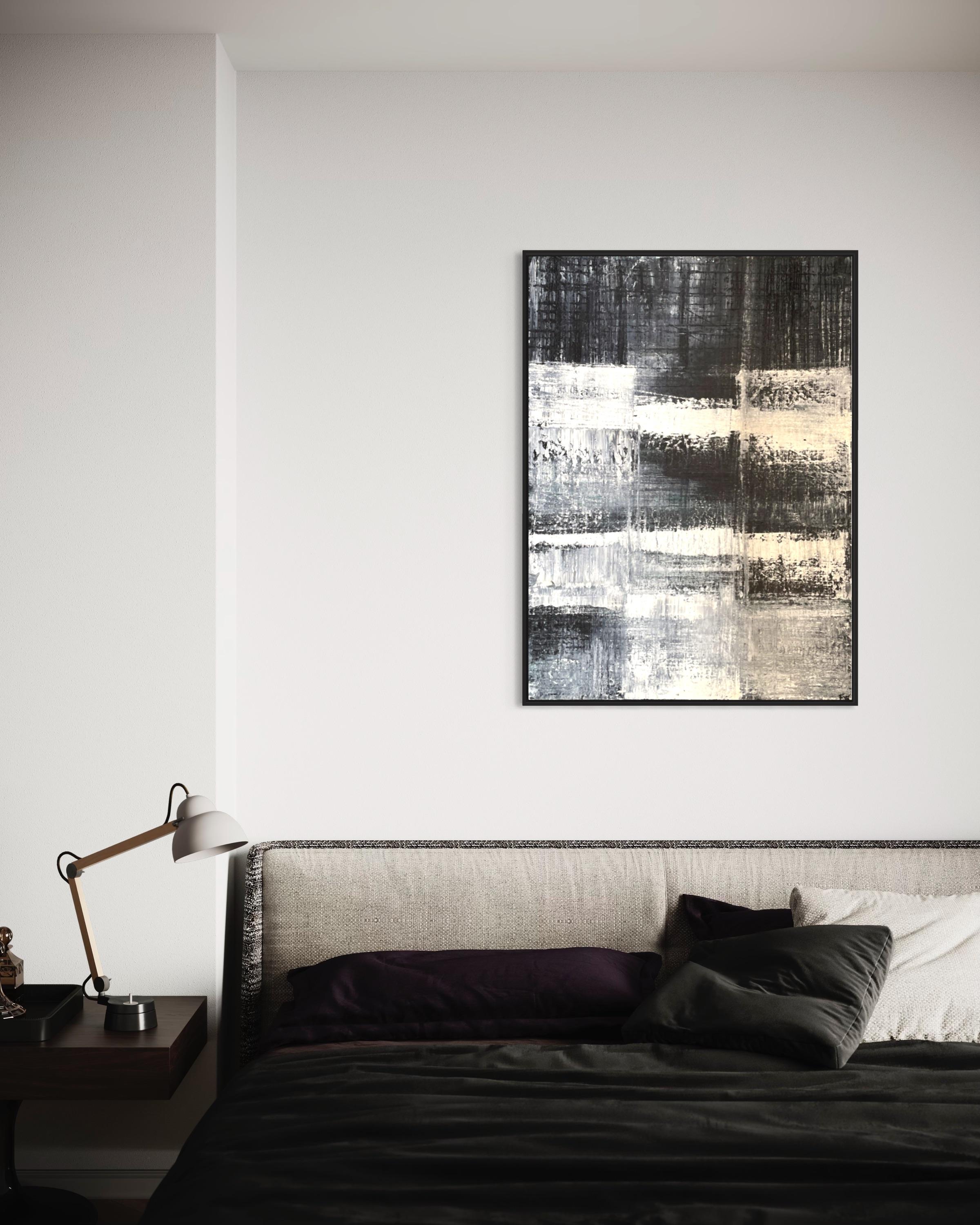 « Marshmallow Rising » de Frida Willis, expressionniste abstraite noire et blanche en vente 1