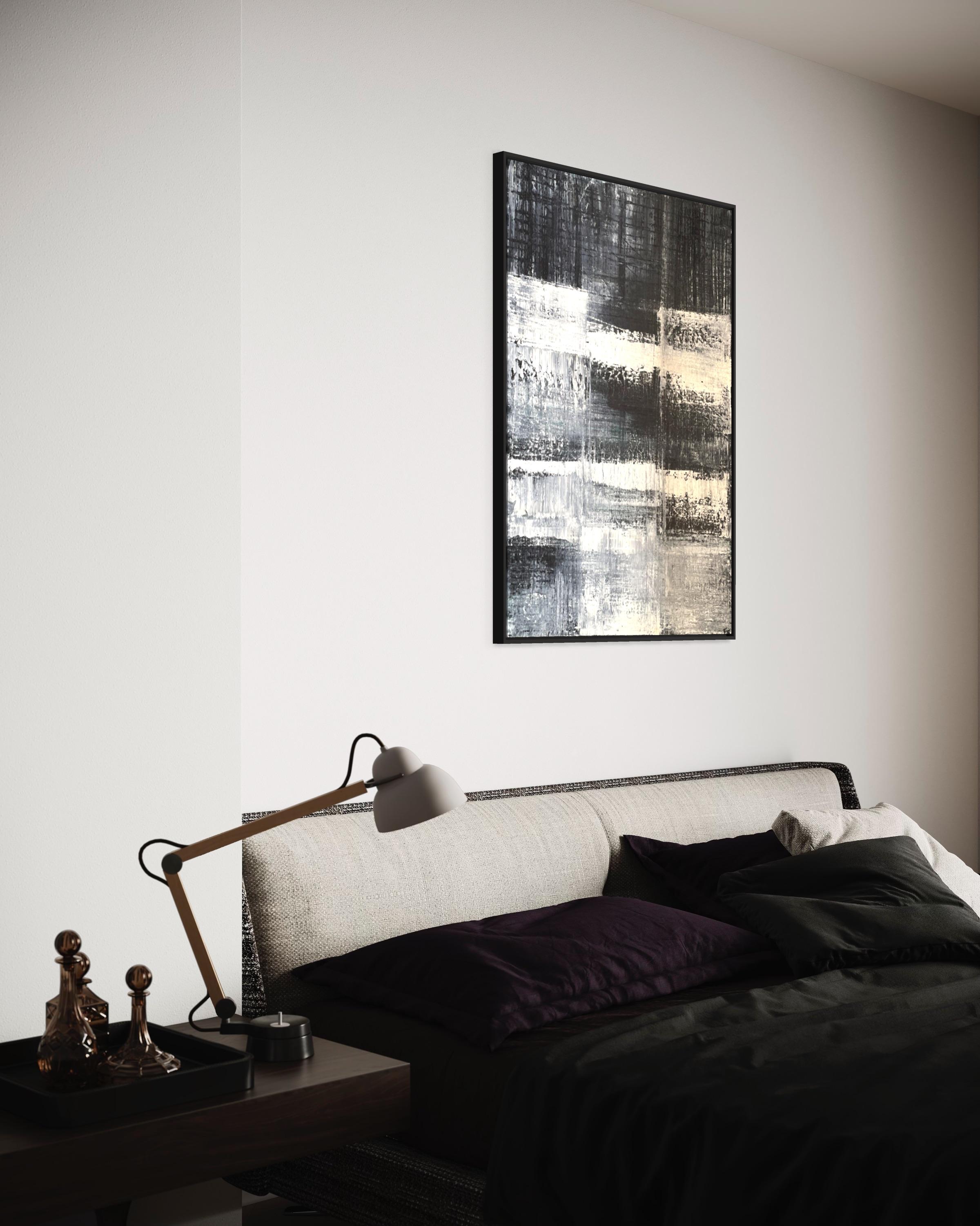 « Marshmallow Rising » de Frida Willis, expressionniste abstraite noire et blanche en vente 8