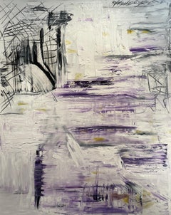 "Peace" Large Purple and White Abstract Expressionist by Frida Willis 