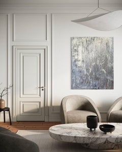 "Platinum" - Silver and Platinum Contemporary Abstract Expressionist Painting