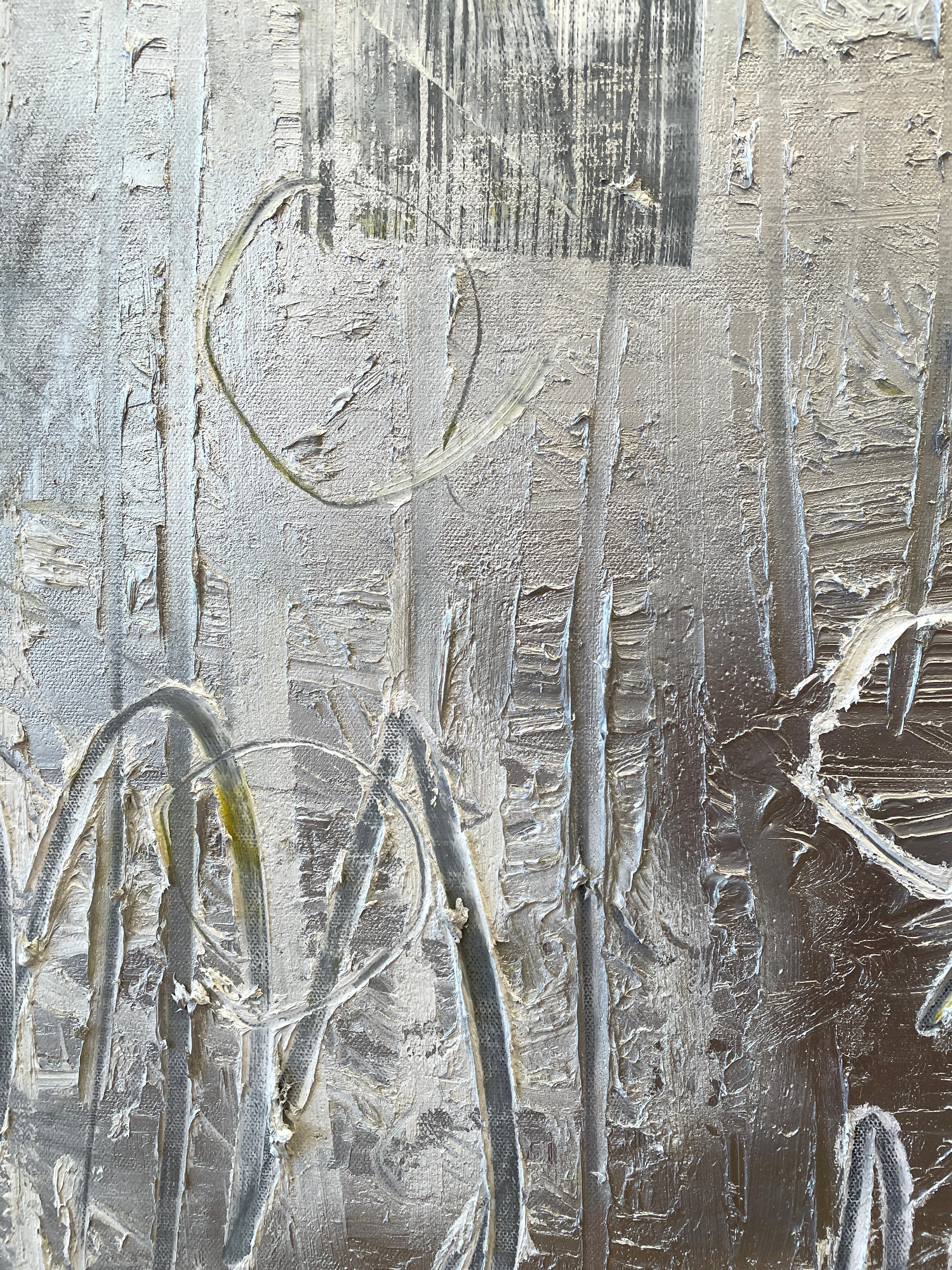 « Platine » de Frida Willis - Grande peinture abstraite en argent et platine en vente 5