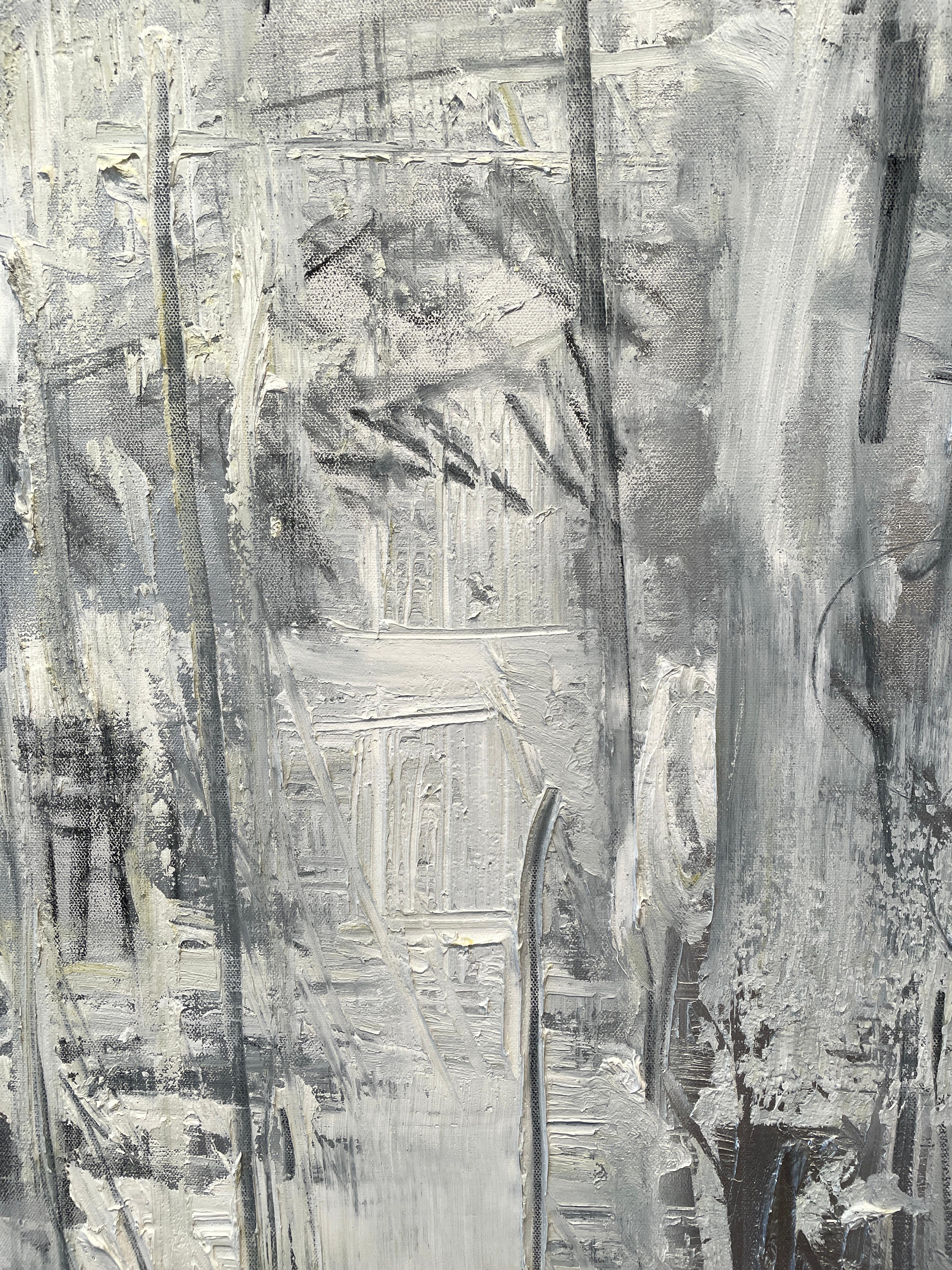 « Platine » de Frida Willis - Grande peinture abstraite en argent et platine en vente 6
