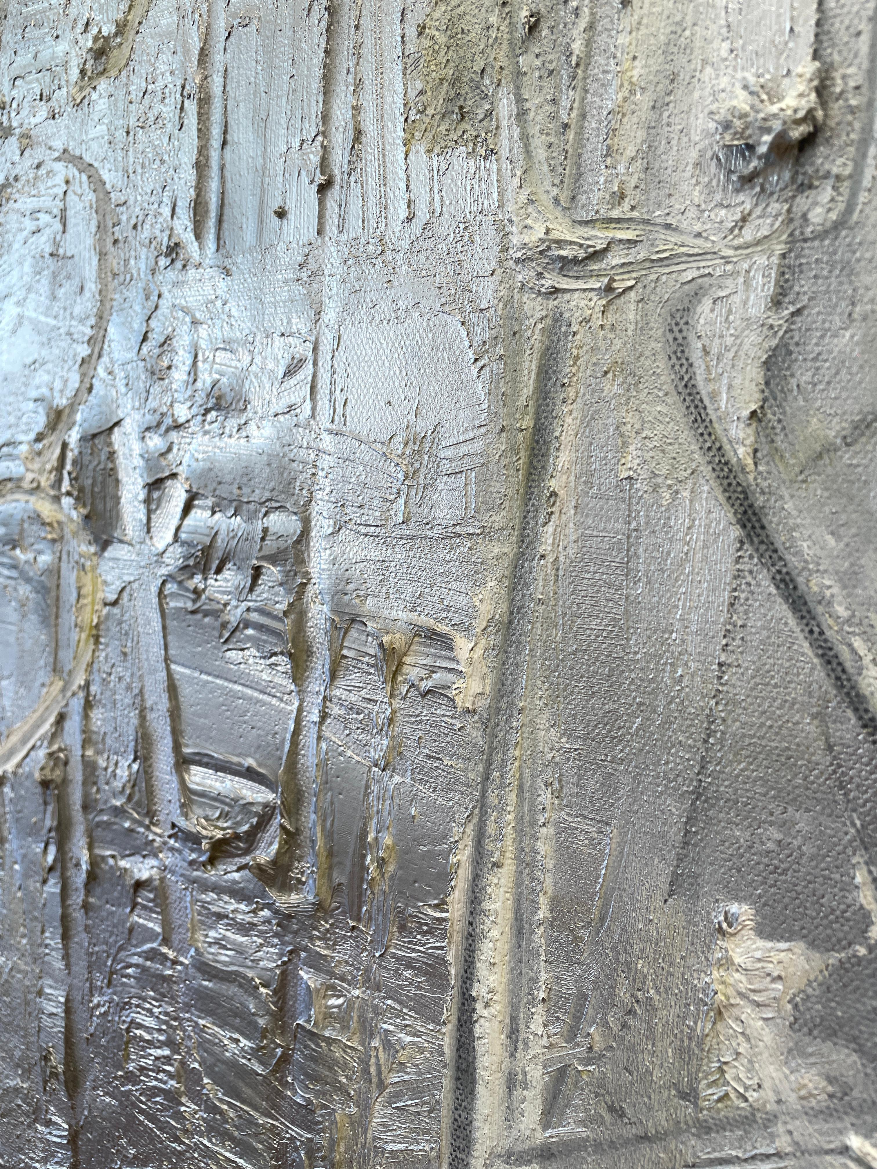 « Platine » de Frida Willis - Grande peinture abstraite en argent et platine en vente 7