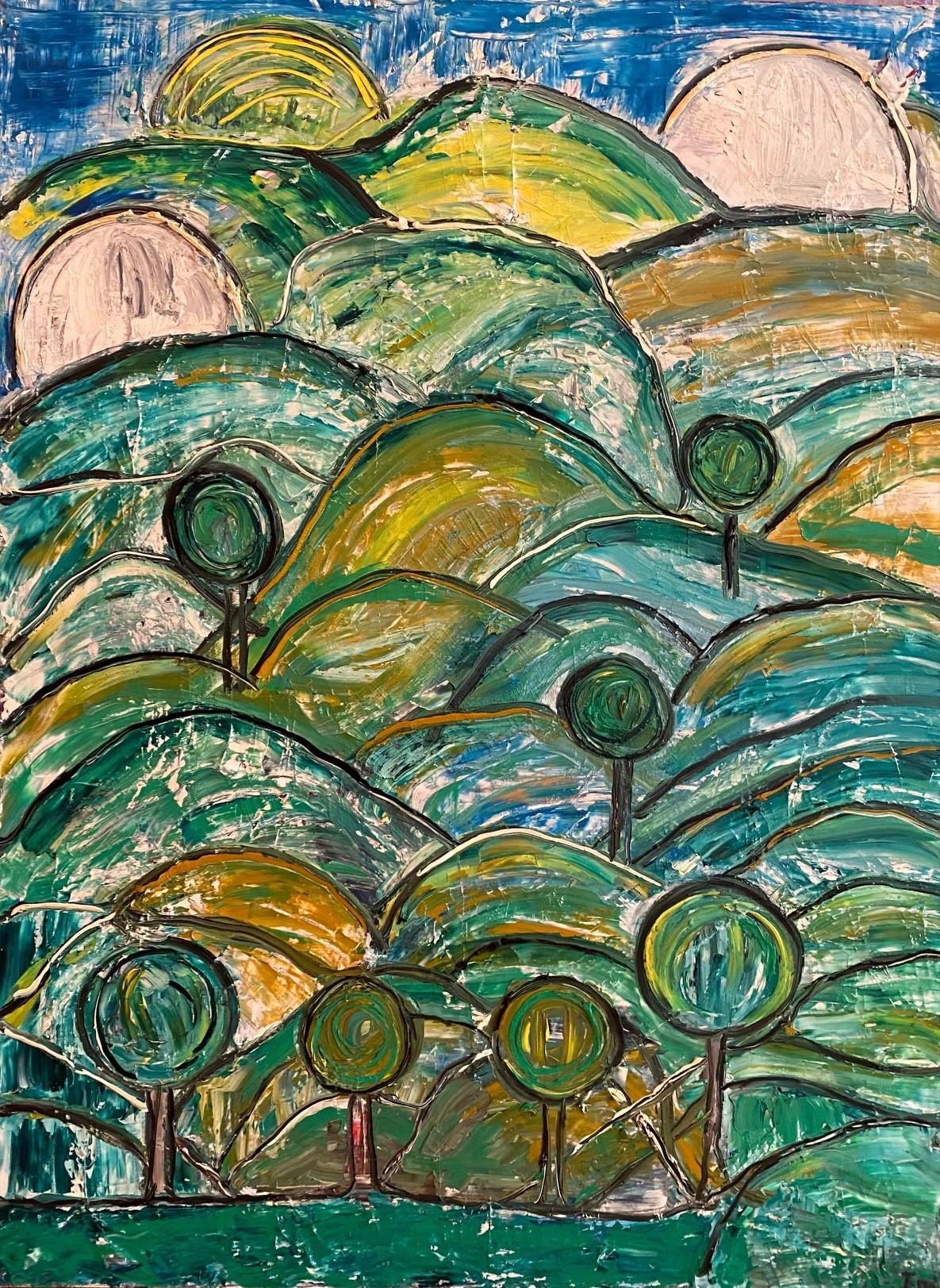 Frida Willis Landscape Painting - Rolling Hills Landscape - oil painting 