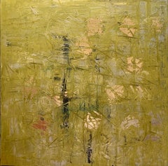 "Saccharum" oil & Gold leaf inlay on canvas 48" x 48" by Frida 
