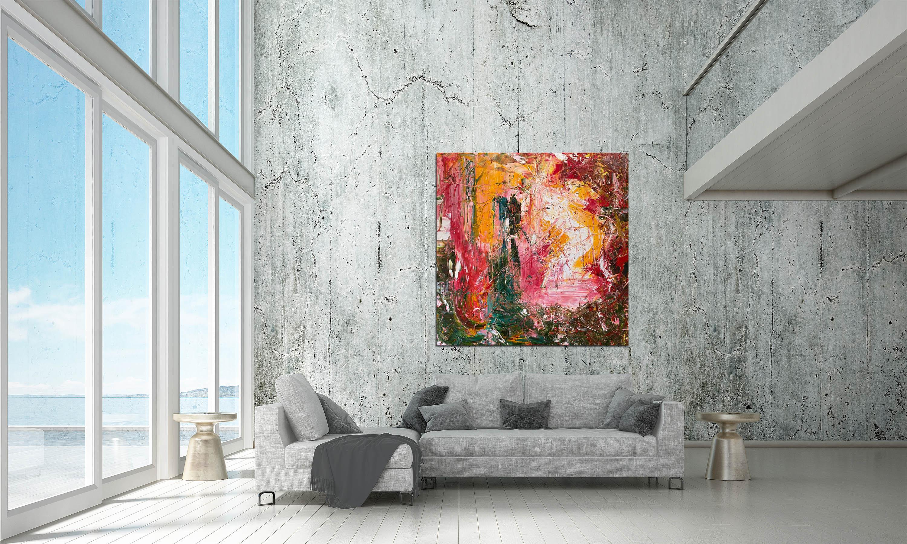 ‘Sunset’ abstract art Contemporary Colorful Mixed Media By Frida For Sale 3