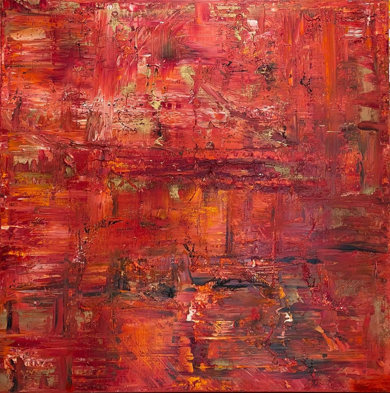 Frida Willis Abstract Art The Green White and Red Contemporary