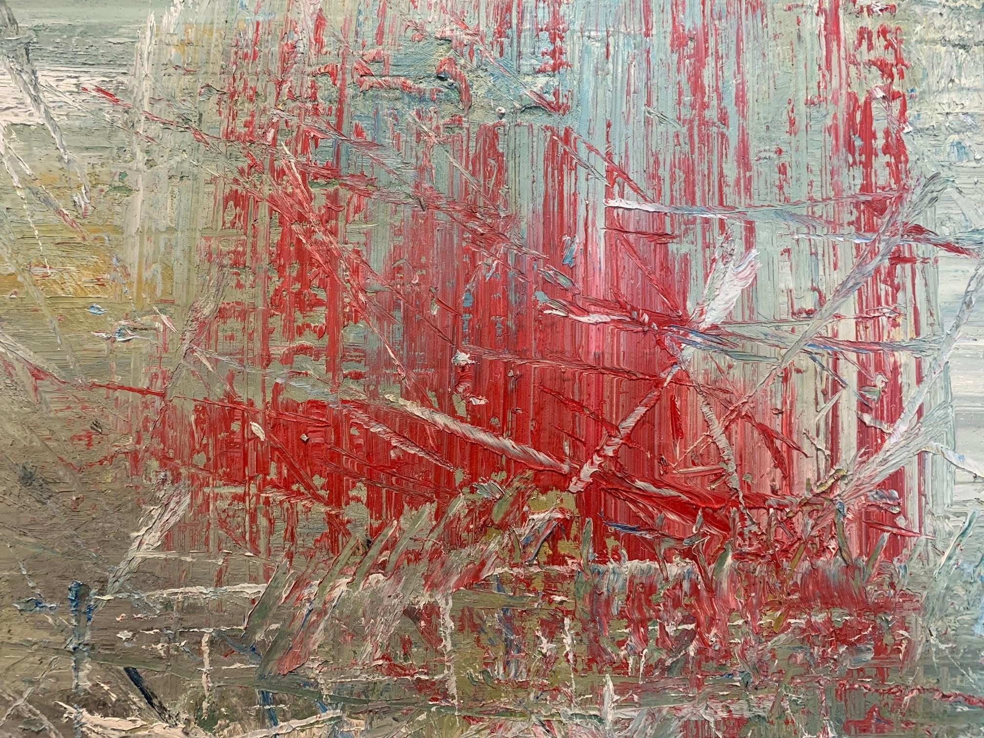 'Touch of Red' Abstract Contemporary Oil Painting By Frida Willis For Sale 1